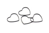 Heart Ring Connector, 25 Oxidized Black Brass Heart Connectors (21x18mm) Bs 1130 S361