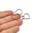 Heart Ring Connector, 25 Oxidized Black Brass Heart Connectors (21x18mm) Bs 1130 S361