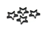 Black Star Charm, 6 Oxidized Black Brass Star Shaped Connectors With 2 Holes (22x3.5mm) BS 2022 H1344