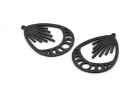 Moon Phases Charm, Oxidized Black Brass Moon Phases Charm With 1 Loop, Pendants (44x33x1.5mm) N1129 S1189