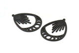 Moon Phases Charm, Oxidized Black Brass Moon Phases Charm With 1 Loop, Pendants (44x33x1.5mm) N1129 S1189