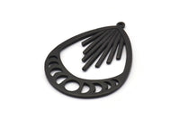 Moon Phases Charm, Oxidized Black Brass Moon Phases Charm With 1 Loop, Pendants (44x33x1.5mm) N1129 S1189