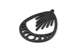 Moon Phases Charm, Oxidized Black Brass Moon Phases Charm With 1 Loop, Pendants (44x33x1.5mm) N1129 S1189