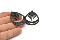 Moon Phases Charm, Oxidized Black Brass Moon Phases Charm With 1 Loop, Pendants (44x33x1.5mm) N1129 S1189