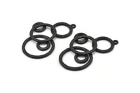 Black Charm, Oxidized Black Brass, Black Pendants, Charm Pendants, Oxidized Black Brass Round Charms With 1 Loop (49x31x2mm) N1468
