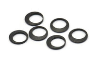 Black Circle Connector, 12 Oxidized Black Brass Round Connectors (12x1.5mm) BS 2009 H1339