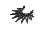 Black Sunny Pendant, 4 Oxidized Black Brass Sunny Ethnic Pendants With 2 Loops, Findings, Charms (24x27x1.6mm) BS 2048