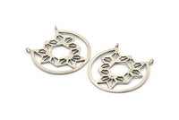 Silver Pendant, 2 Textured Antique Silver Plated Brass Pendants With 2 Loops, Charms, Findings (34x1mm) BS 2065 H1345
