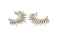 Gümüş Güneş Kolye, 2 Antik Gümüş Kaplama Pirinç Güneş Etnik Kolye, 2 Halka, Bulgular, Tılsımlar (26,5x35,5x2,5 mm) BS 2055 H1352