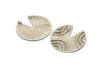 Gümüş Geometrik Kolye, Dokulu Antik Gümüş Kaplama Pirinç Geometrik Kolye, 2 Halka, Tılsımlar, Küpeler, Bulgular (32 mm) BS 2446