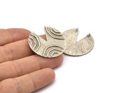Gümüş Geometrik Kolye, Dokulu Antik Gümüş Kaplama Pirinç Geometrik Kolye, 2 Halka, Tılsımlar, Küpeler, Bulgular (32 mm) BS 2446