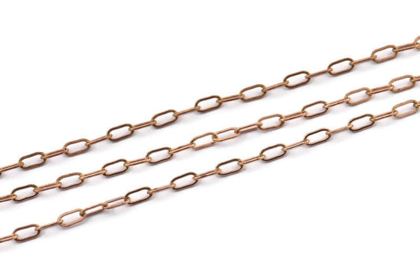 Brass Link Chain, Raw Brass Chain, Oval Link Chain, Paperclip Chain, Rectangle Chain (5x2.4mm) Z011