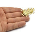 Brass Sun Charm, 2 Raw Brass Sun Pendants With 1 Loop (30x28x1.2mm) N1578