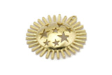 Brass Star Charm, 2 Raw Brass Star Charms With 1 Loop (34x33mm) N1576