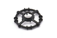 Black Circle Charm, 2 Oxidized Black Brass Round Pendants - Pad Size 8mm (26x6x2mm) BS 1897