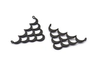 Black Crescent Pendant, 2 Textured Oxidized Black Brass Wide Crescent Moon Necklace Pendants With 2 Loops (27x45x1.5mm) BS 1961 H1338
