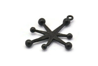 Black Boom Charm, 4 Oxidized Black Brass Boom Charms With 1 Loop (30x26x1mm) N1485 H1305