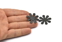 Black Flower Charm, 4 Oxidized Black Brass Daisy Charms With 1 Hole, Findings, Pendants (28x0.80mm) N0682 H1354