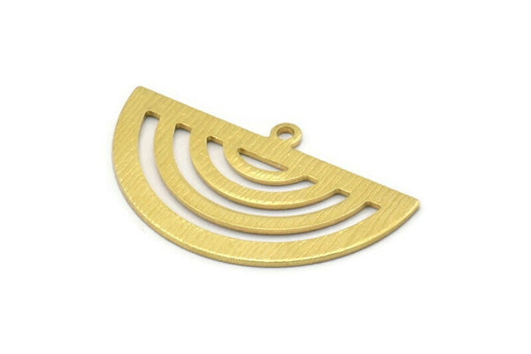 Pirinç Charm, 10 Ham Pirinç, Pirinç Kolye Uçları, Charm Kolye Uçları, 1 Döngülü Pirinç Yarım Daire Charmlar (32x19x0,80 mm) A2306