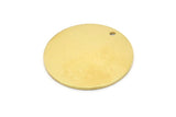 Brass Round Tag, 4 Raw Brass Round Charms With 1 Hole, Stamping Blanks (26x1mm) A2312