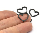 Black Heart Charm, 24 Oxidized Black Brass Heart Connectors, Findings (16x14x1mm) M686 S1213