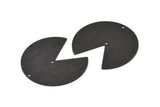 Black Circle Charm, 2 Textured Oxidized Black Brass Pizza Slice Pendants With 2 Holes, Findings (37x34x0.80mm) M207