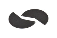 Black Moon Charm, 2 Textured Oxidized Black Brass Moon Charms With 2 Holes, Blanks (38x18x0.80mm) M240