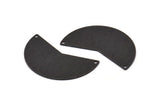 Black Moon Charm, 2 Textured Oxidized Black Brass Moon Charms With 2 Holes, Blanks (38x18x0.80mm) M240