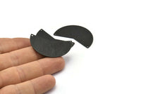 Black Moon Charm, 2 Textured Oxidized Black Brass Moon Charms With 2 Holes, Blanks (38x18x0.80mm) M240