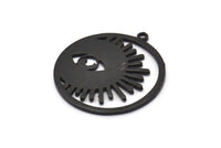 Black Eye Charm, 4 Oxidized Black Brass Eye Charms With 1 Loop, Pendants (30x28x1mm) N1453 H1332