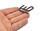 Black U Shaped Charm, 12 Textured Oxidized Black Brass U Shaped Charms With 3 Holes, Connectors, Blanks (30x13x0.80mm) M259 S1214
