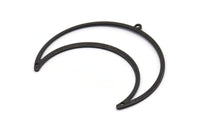 Black Moon Charm, 4 Oxidized Black Brass Crescent Moon Charms With 1 Loop And 2 Holes (50x17x0.90mm) M845 S1185