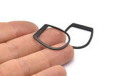 Black D Shaped Charm, 20 Oxidized Black Brass D Shaped Charms With 1 Hole, D Shape Rings (25x22x0.80mm) M451 S1183