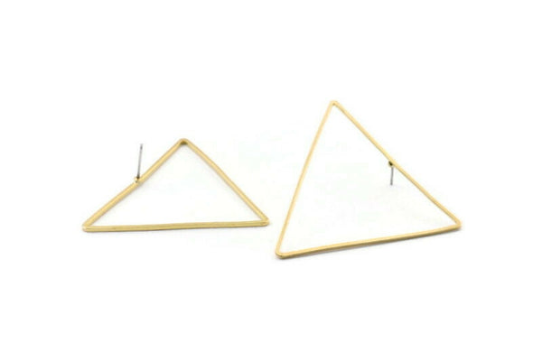 Brass Triangle Earring, 8 Raw Brass Triangle Stud Earrings (38x1mm) D0544 A1833