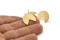 Brass Geometric Earring, 8 Raw Brass Pizza Slice Stud Earrings (20x17x0.50mm) D1089 A1826