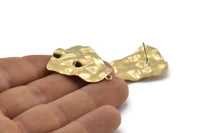 Brass Trapezoid Earring, 4 Raw Brass Trapezoid Stud Earrings With 1 Loop, Findings (33x27x0.60mm) D0757 A1844