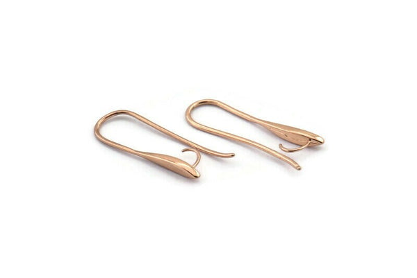 Rose Gold Ear Hooks, 4 Rose Gold Plated Brass Earring Wires, Earring Hooks (27.5x7.5mm) BS 1715
