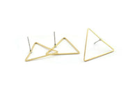 Brass Triangle Earring, 10 Raw Brass Triangle Stud Earrings (24x24x24mm) BS 1125 A2139
