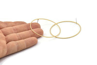 Brass Circle Earring, 8 Raw Brass Circle Stud Earrings (50x0.8mm) Bs-1111 A1745