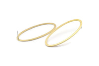 Brass Oval Earring, 8 Raw Brass Oval Stud Earrings (26x54x1x2mm) BS 2243 A1762