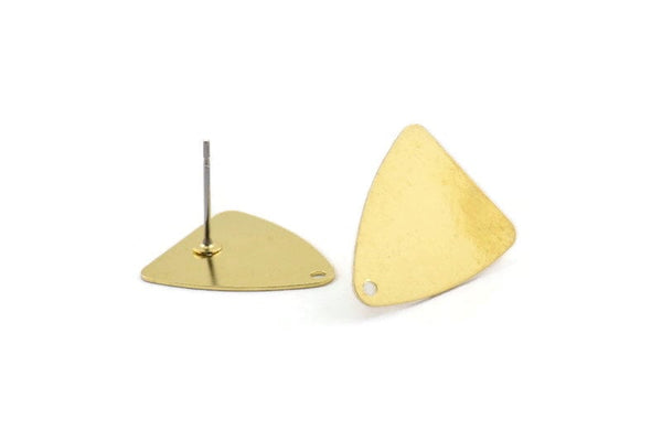 Brass Triangle Earring, 12 Raw Brass Triangle Stud Earrings With 1 Hole (18x16mm) N0670 A2141
