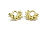 Brass Sunflower Earring, 4 Raw Brass Flower Stud Earrings (28x19mm) N0787 A2150