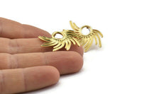 Brass Sun Earring, 4 Raw Brass Sunshine Stud Earrings (30x21mm) N0783 A2151