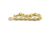 Brass Bracelet Chain, Raw Brass Charm Bracelet Chain (19cm - 7.4 inc) 10x11x4mm N1441
