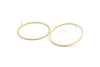 Brass Circle Earring, 6 Textured Raw Brass Circle Stud Earrings (61x2x2mm) D1478 A2147