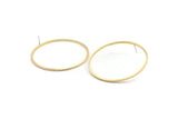 Brass Circle Earring, 6 Textured Raw Brass Circle Stud Earrings (61x2x2mm) D1478 A2147