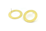 Brass Circle Earring, 6 Raw Brass Circle Stud Earrings (38x6.5mm) D0260 A2161
