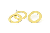 Brass Circle Earring, 6 Raw Brass Circle Stud Earrings (38x6.5mm) D0260 A2161