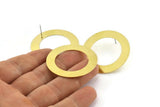 Brass Circle Earring, 6 Raw Brass Circle Stud Earrings (38x6.5mm) D0260 A2161