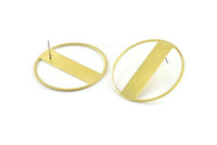Brass Round Earring, 2 Raw Brass Round Stud Earrings (43x0.90mm) M657 A2159